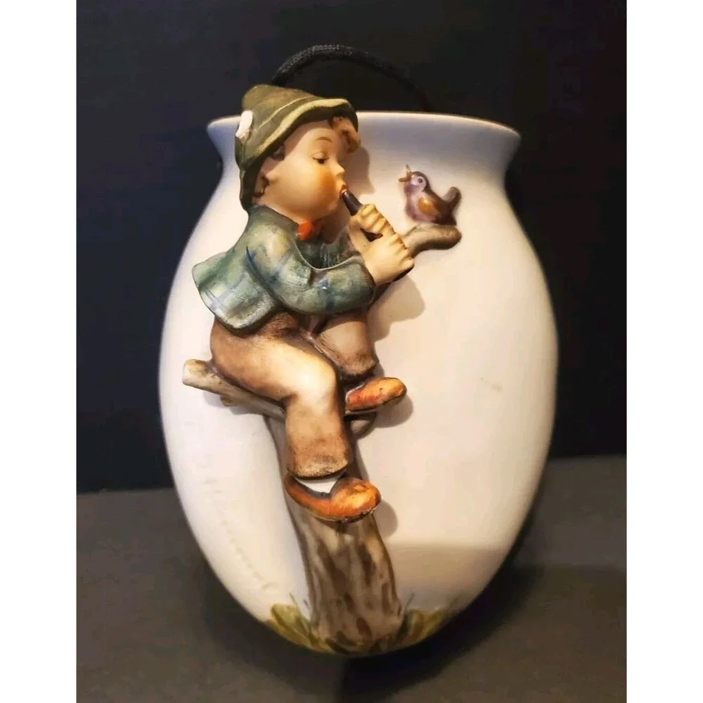 Goebel Hummel 360/B Wall Pocket Vase Boy In Tree W/ Flute 1958 VTG Hang Figurine